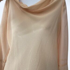 Sheer peach dress with sparkly details #glamour Jeffrey & Dara 12 nwt